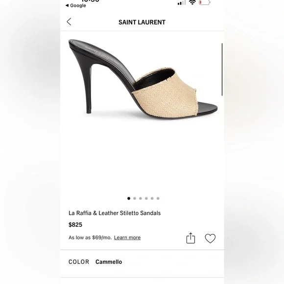 Saint Laurent la raffia and leather stiletto sandals - Picture 6 of 6